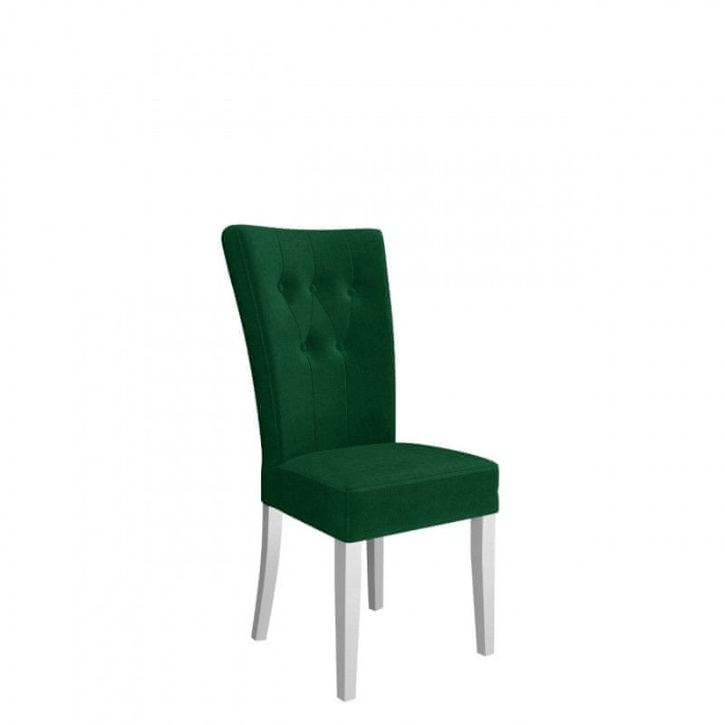 Veneti Luxusná kuchynská stolička NOSSEN 4 - polomatná biela / zelená / pozlátené klopadlo